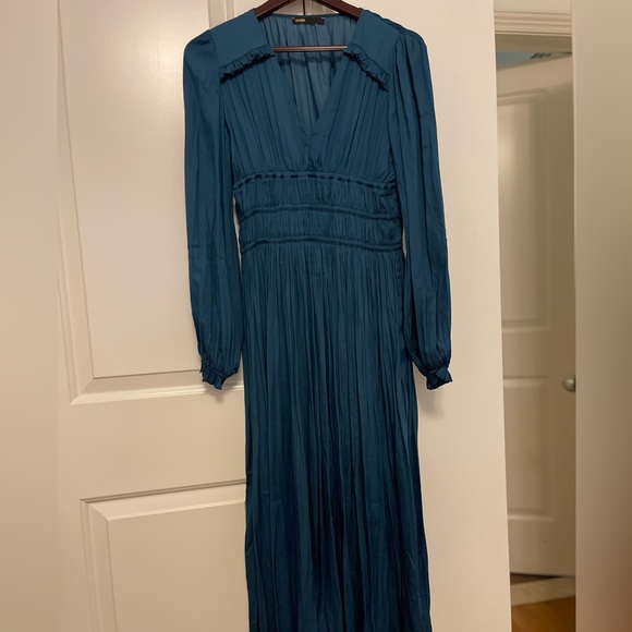 Maje Women Midi Dress Ruffled Satin XS - Picture 5 of 8